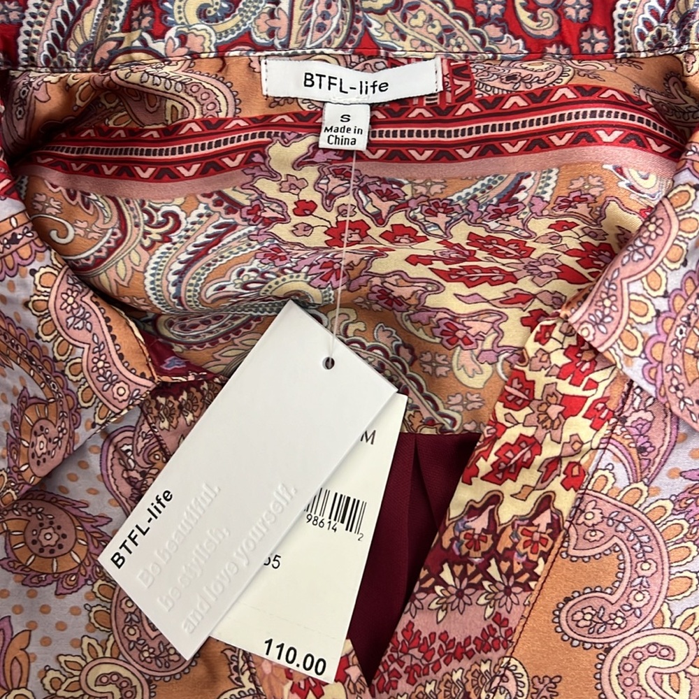 NWT BTFL-Life Long Sleeve Maxi Shirt Dress Sz S Beautiful - Picture 9 of 11